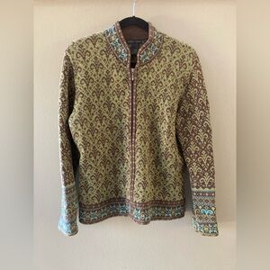 Nomadic Traders Green and Brown Knit Sweater Cardigan